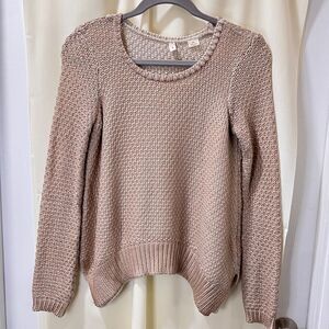 Moth Anthropologie Knit Cotton Sweater Asymmetric Hem Long Sleeve Pullover-XS